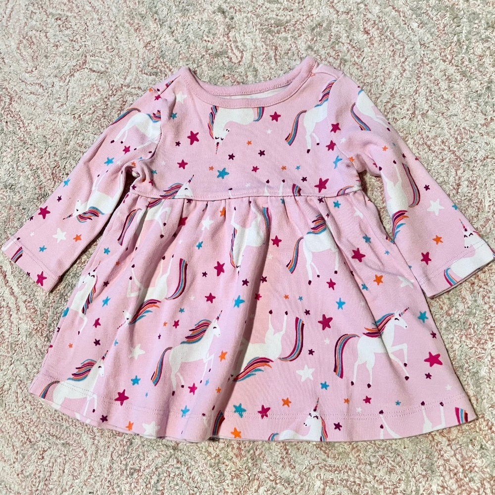 Hanna Andersson 6-12m pink unicorn dress